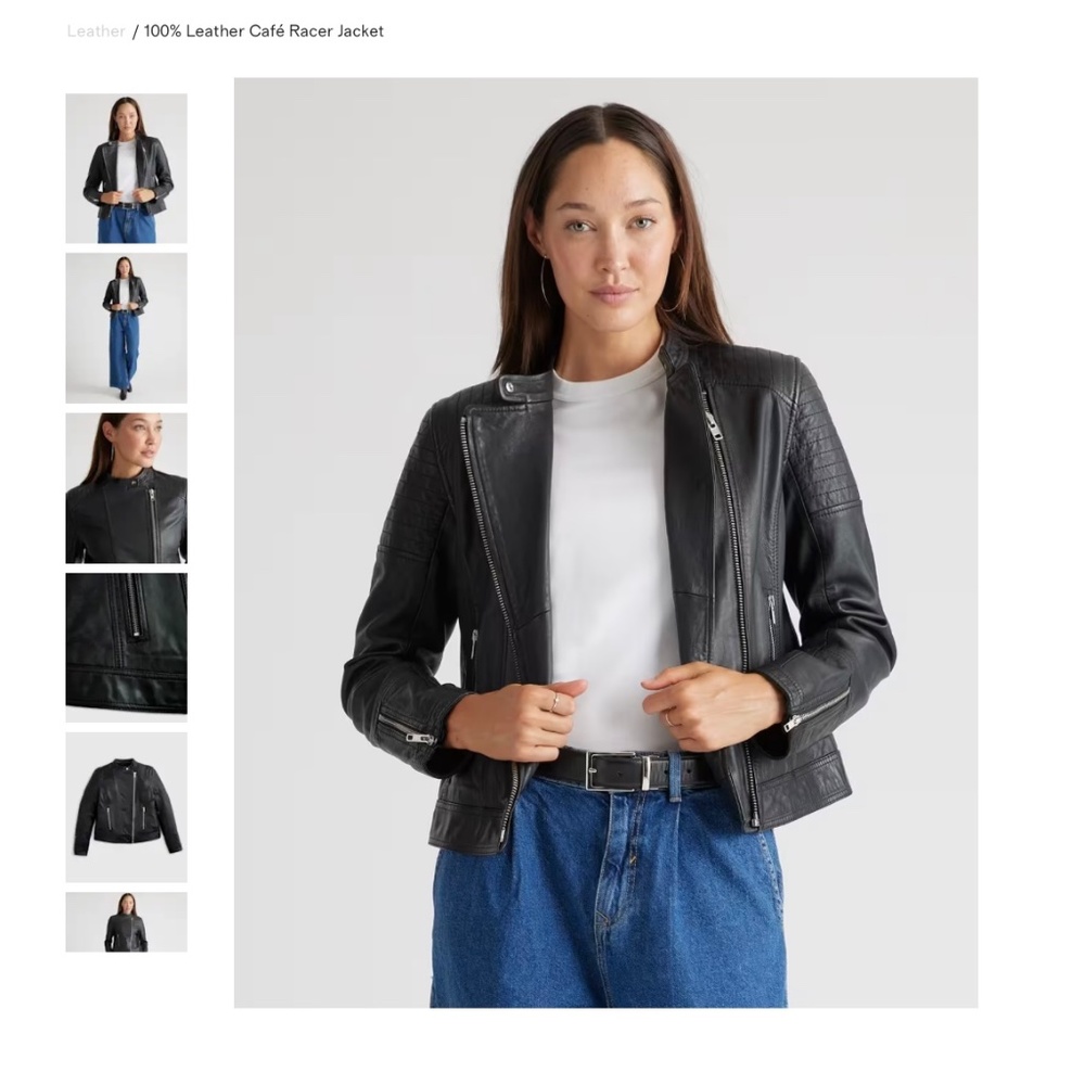 Quince 100% Leather Café Racer Jacket - like new!